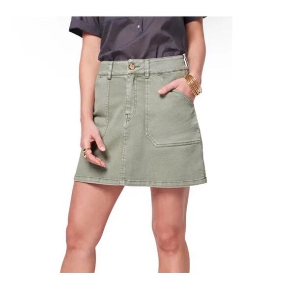 Faherty Utility Mini Skirt - Green Organic Cotton - Size L - Picture 1 of 8